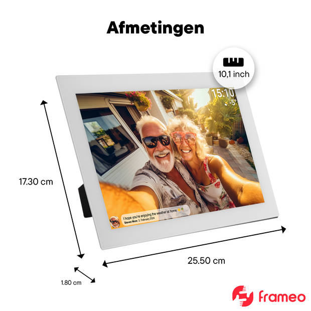 Denver Digitale Fotolijst 10.1 inch - Glas Display - Frameo App - Fotokader - WiFi - 16GB - IPS Touchscreen - PFF1037W