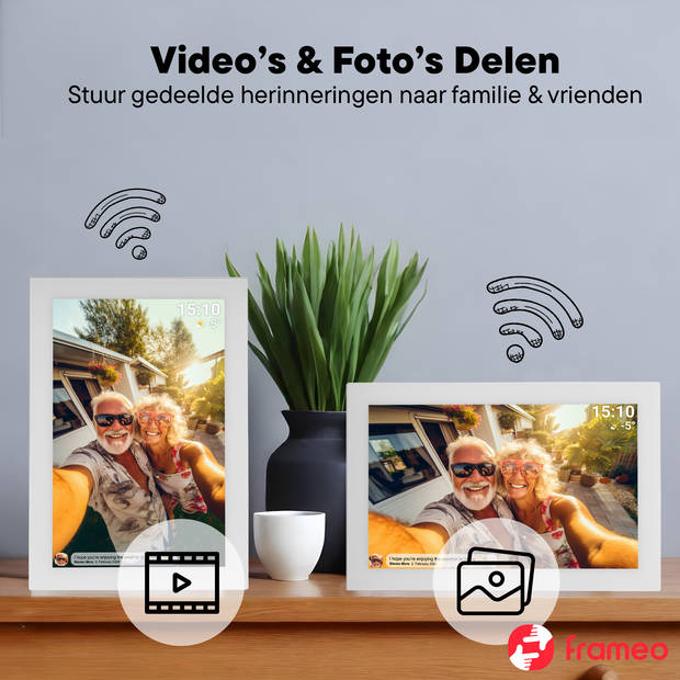 Denver Digitale Fotolijst 10.1 inch - Glas Display - Frameo App - Fotokader - WiFi - 16GB - IPS Touchscreen - PFF1037W