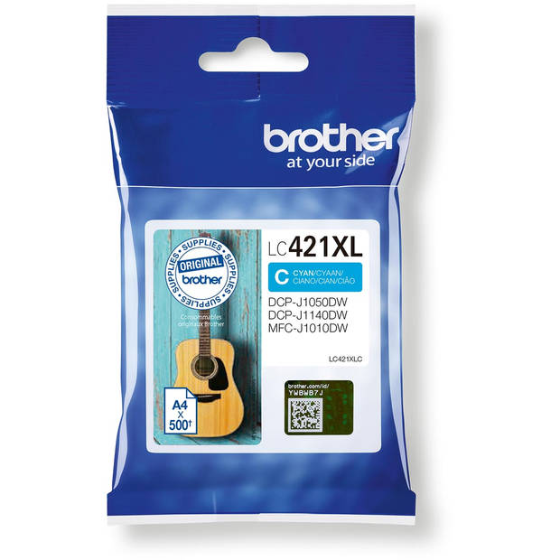 Brother inktcartridge, 500 pagina's, OEM LC-421XLC, cyaan