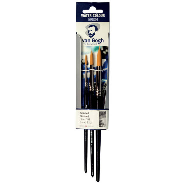 Van Gogh aquarelverf penselenset 191 middel, set met 3 penselen 6 stuks