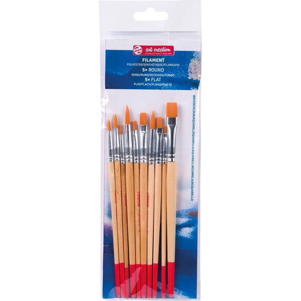 Talens Art Creation aquarelpenselen polyester assorti, set van 10 penselen