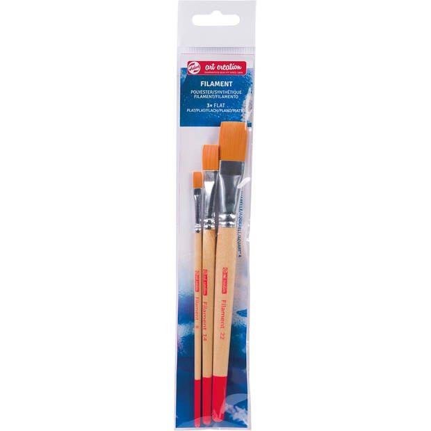 Talens Art Creation aquarelpenselen polyester plat, set van 3 penselen