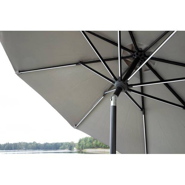 Sabal parasol met kantelfunctie en LED-verlichting grijs.