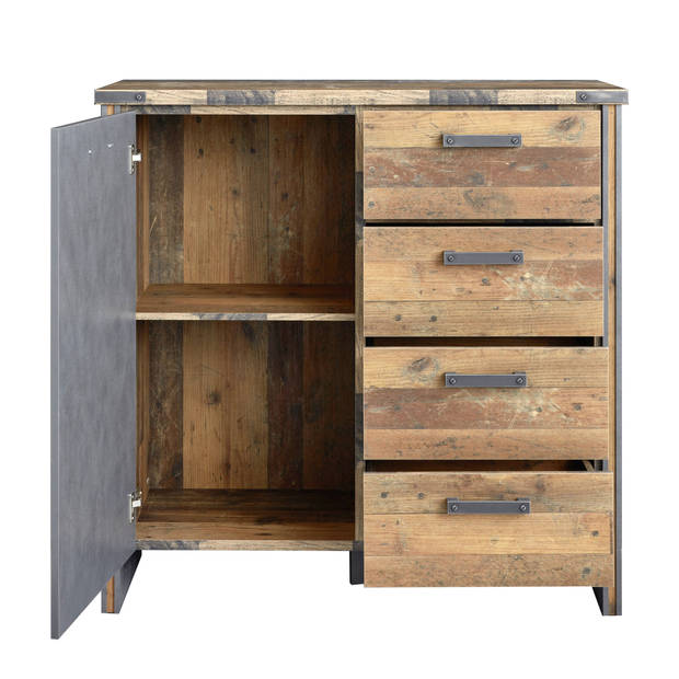 Prip kommode 1 deur en 4 lades, Old Wood decor, Matera decor.