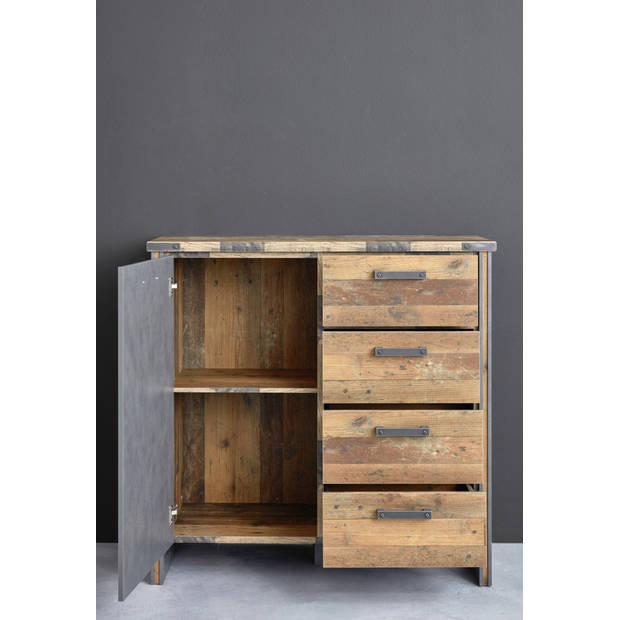 Prip kommode 1 deur en 4 lades, Old Wood decor, Matera decor.