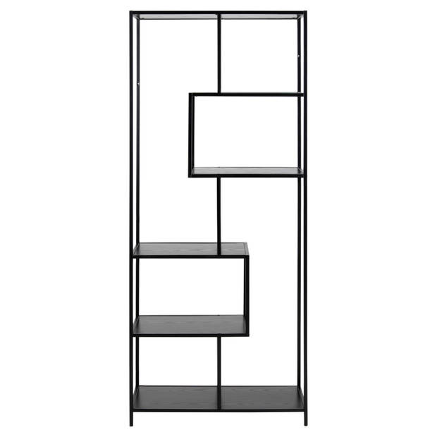 Sea wandkast 4 planken, asymmetrisch zwart.