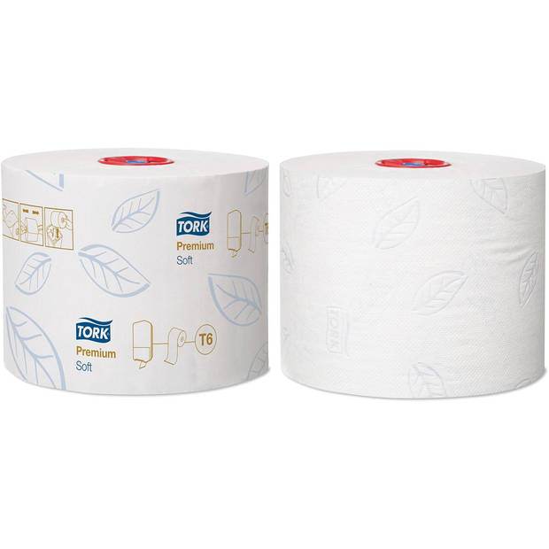 Tork Premium toiletpapier soft, mid-size, 2-laags, systeem T6, wit, pak van 27 rollen