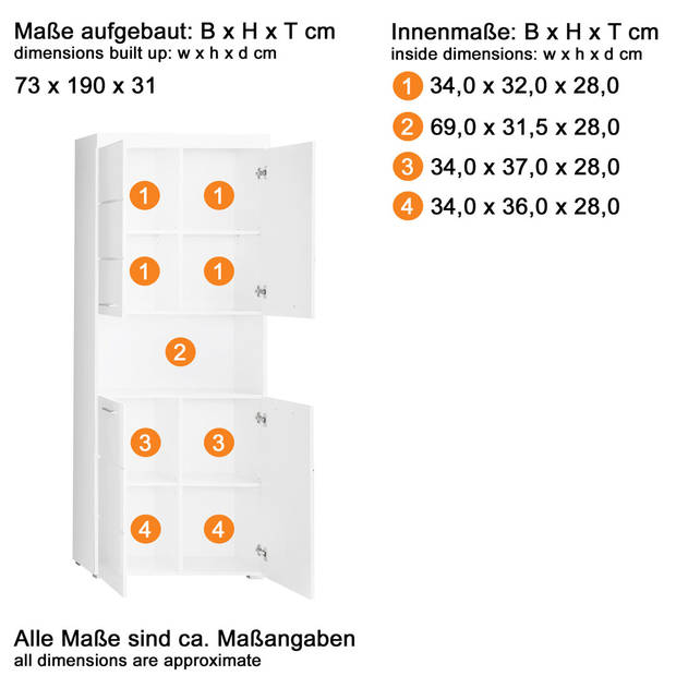 AmandaMandoBea kolomkast 1 open vak, 4 deuren grijs, agave grijs hoogglans.