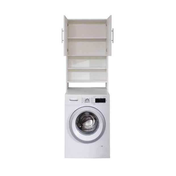 Basix badkamerkast voor wasmachine 2 deuren wit.