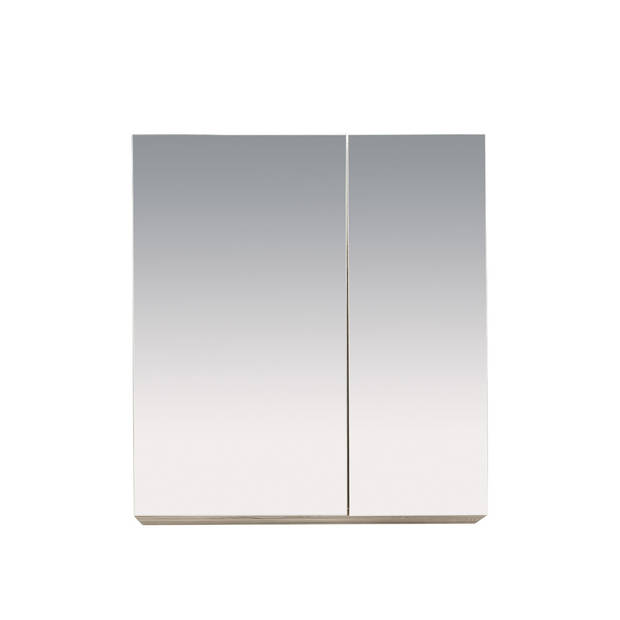 Porto spiegelkast 2 deuren eiken decor, wit, spiegelglas.