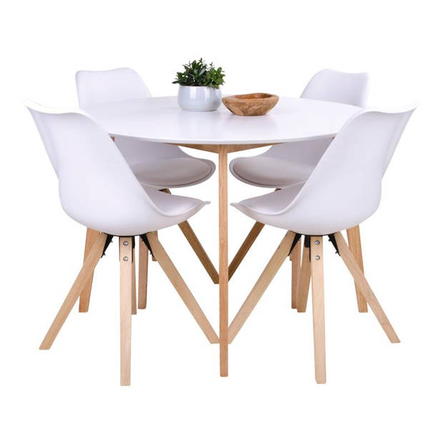 Voos ronde eetkamertafel wit natuur Ø105 cm.