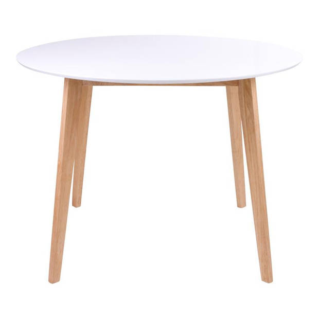 Voos ronde eetkamertafel wit natuur Ø105 cm.