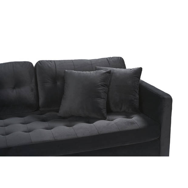 Marino Deluxe bank met chaise longue rechts of links gedraaid met kussens velours zwart.