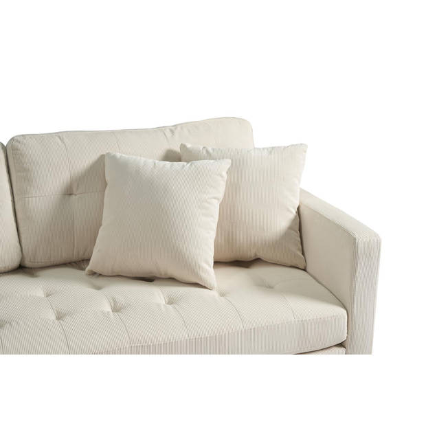 Marino Deluxe bank met chaise longue rechts of links gedraaid met kussens fluweel zandkleurig.