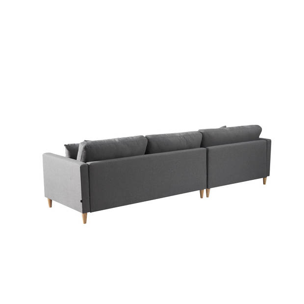 Marino Deluxe bank met chaise longue rechts of links gedraaid met kussens stof grijs.