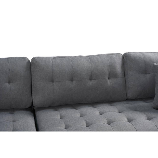 Marino Deluxe bank met chaise longue rechts of links gedraaid met kussens stof grijs.