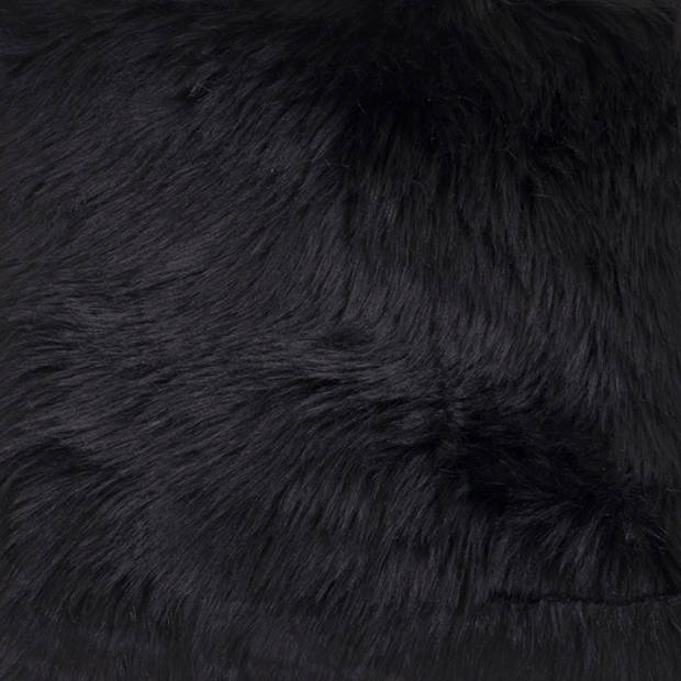 Laila stoelkusen, lamsvel imitatie 40x40 cm zwart.