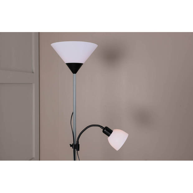 Bagasi verlichting vloerlamp 24,5x24,5x178cm plastic zwart, grijs, wit.