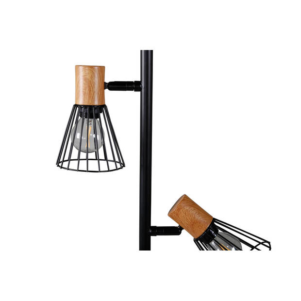 Atticus verlichting vloerlamp 24x20x138,5cm staal zwart, hout.