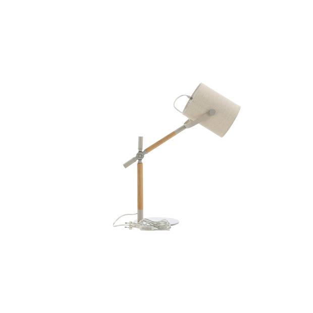 Dennis verlichting tafellamp 50,5x23x66cm stof, staal beige, wit, hout.
