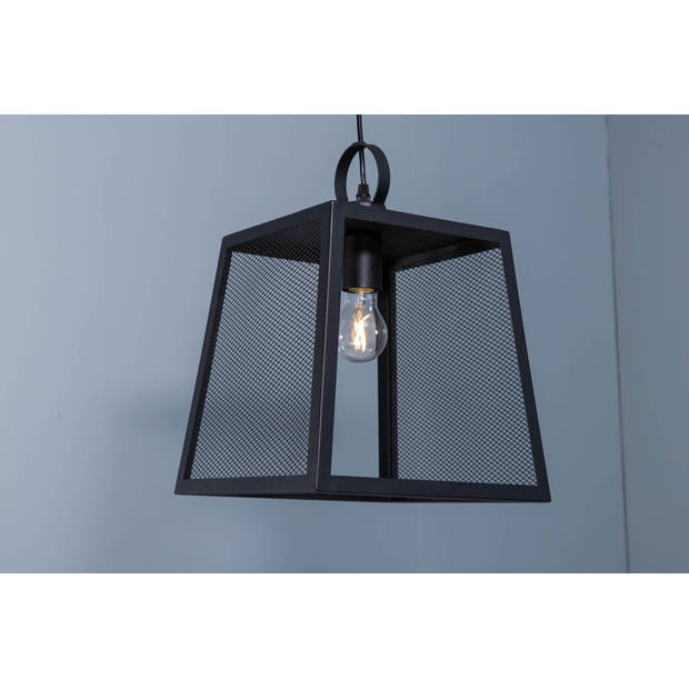 Hage verlichting hanglamp 28x28x37,5cm staal zwart.