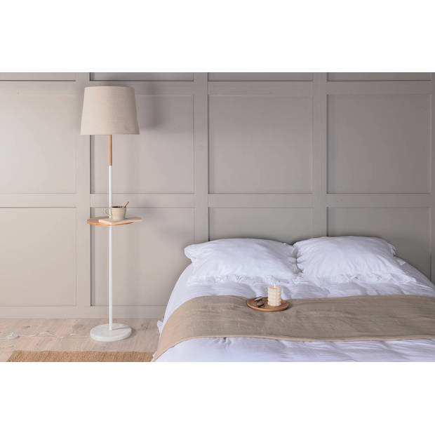 Hattman verlichting vloerlamp 36x36x165cm stof beige, wit, hout.