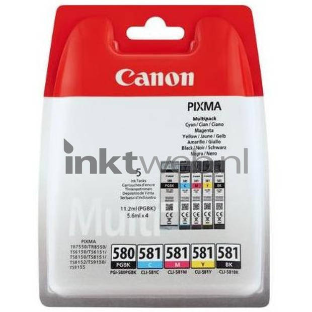 Canon 580XL / 581 Multipack zwart en kleur cartridge