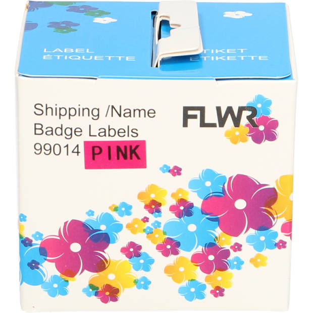 FLWR Dymo 99014 Adreslabel groot 101 mm x 54 mm roze labels