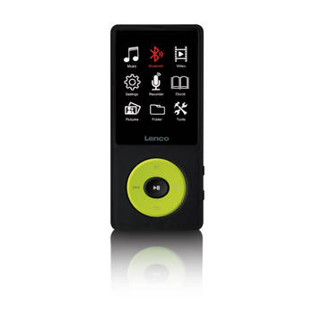 MP3/MP4 speler met Bluetooth® en 8GB intern geheugen Lenco Zwart-Lime groen