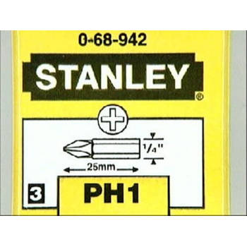 Stanley bit set PH1, 25 mm, set van 3 stuks