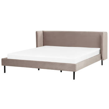 Beliani ARETTE - Tweepersoonsbed-Beige-Fluweel