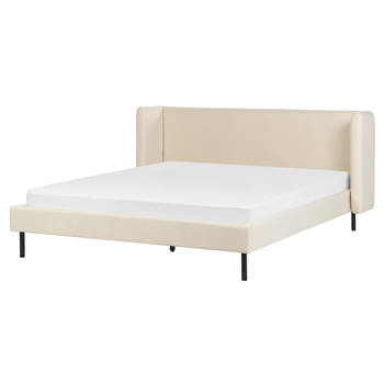 Beliani ARETTE - Tweepersoonsbed-Beige-Fluweel