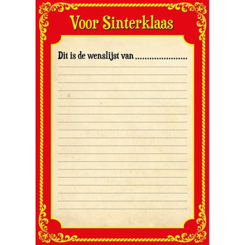6x Sinterklaas versiering verlanglijstje + kleurplaat van papier pakjesavond - Feestdecoratievoorwerp