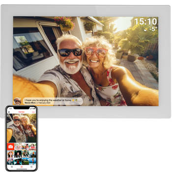Denver Digitale Fotolijst 10.1 inch - Glas Display - Frameo App - Fotokader - WiFi - 16GB - IPS Touchscreen - PFF1037W