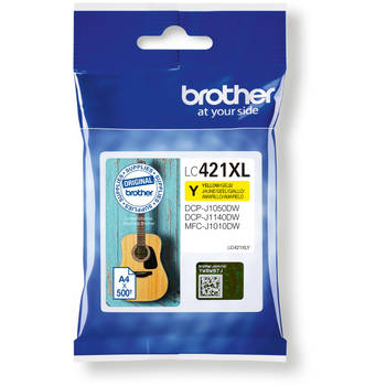 Brother inktcartridge, 500 pagina's, OEM LC-421XLY, geel