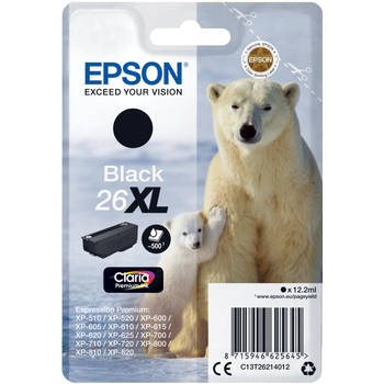 Epson inktcartridge 26XL, 500 pagina's, OEM C13T26214012, zwart