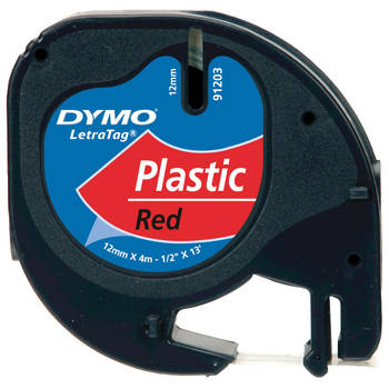 Dymo Letratag Band Plastik rood 12 mm x 4 m