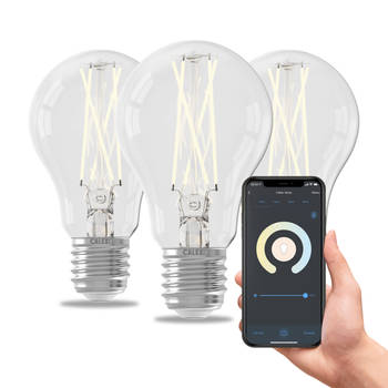 Calex Slimme LED Lamp - 3 stuks - E27 - Filament - A60 - Helder - 7W