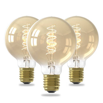Calex Spiraal LED Lamp - 3 stuks - E27 - G80 - Goud - 3.8W - Dimbaar