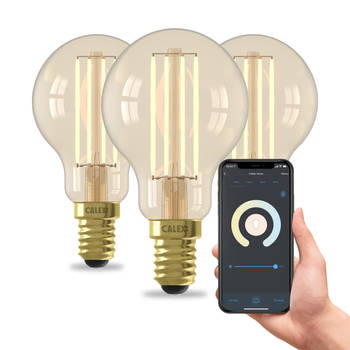 Calex Slimme LED Lamp - 3 stuks - E14 - P45 - Goud - Warm Wit - 7W