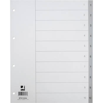 Q-CONNECT numerieke tabbladen, A4, PP, 1-10, met indexblad, grijs 25 stuks