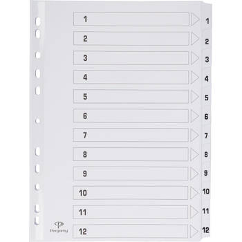 Pergamy tabbladen met indexblad, ft A4, 11-gaatsperforatie, karton, set 1-12