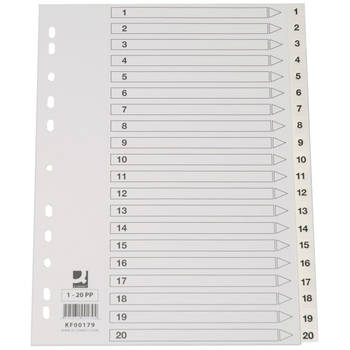 Q-CONNECT tabbladen set 1-20, met indexblad, ft A4, wit 25 stuks