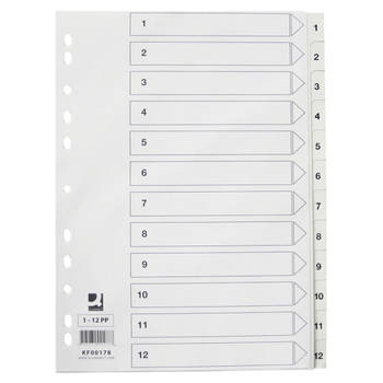Q-CONNECT tabbladen set 1-12, met indexblad, ft A4, wit 40 stuks