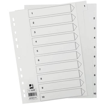 Q-CONNECT tabbladen set 1-10, met indexblad, ft A4, wit 50 stuks
