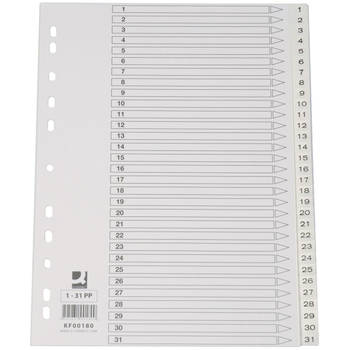 Q-CONNECT tabbladen set 1-31, met indexblad, ft A4, wit 15 stuks