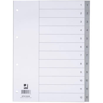 Q-CONNECT tabbladen set 1-12, met indexblad, ft A4, grijs 25 stuks