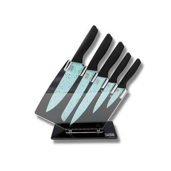 Starlyf Jade Knife Series + Standaard - 6-delige messenset met messenstandaard