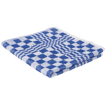 Handdoek, ft 50 x 50 cm, geruit, wit/blauw 3 stuks