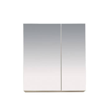 Porto spiegelkast 2 deuren eiken decor, wit, spiegelglas.